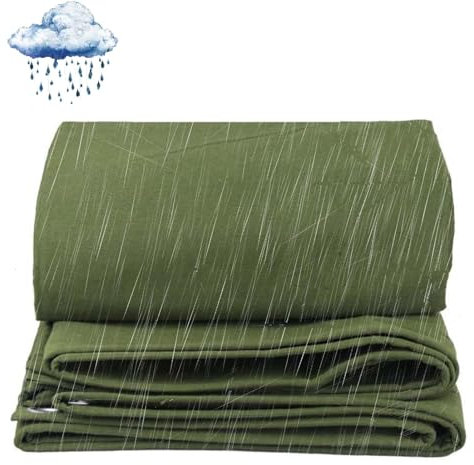 Amunpitic Bâche en Toile Multi-usages 1x1m, Bâche Imperméable Très Résistante, Bâches en Toile D'extérieur avec Œillets, pour Voiture, Bateau, Camping, Bois de Chauffage, Tas de Bois