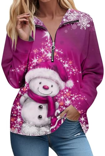 Oversize Hoodie Damen Merry Christmas Weihnachtspullover Led Sweatshirts Für Damen Weihnachts Pulli Lustige Weihnachtspullover Oversized Hoodie Damen Weihnachtsshirt Damen Langarm(2-Hot Pink,XXL)
