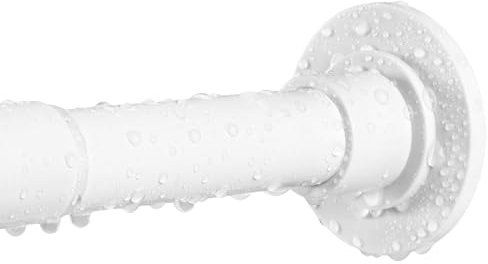 Tringle à rideau de douche en acier inoxydable 74-200 cm - Sans perçage ni rouille - Antidérapante - Réglable - Blanc - Barre de douche extensible pour armoire ou porte
