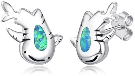 Ohrringe 925 Sterling Silber Tier Ohrstecker Opal Hai Ohrringe Schmuck Geschenke für Frauen Tochter Kinder Damen