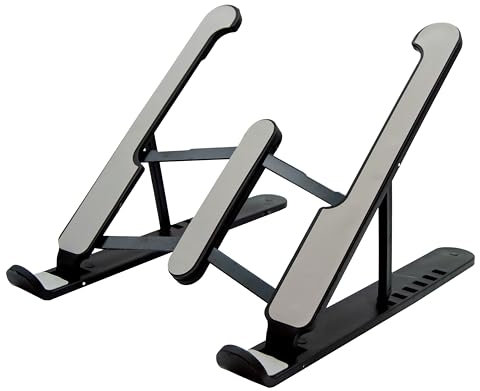 RAYLU PAPER® Laptopständer, Verstellbarer Notenständer in Mehreren Neigungswinkeln, ergonomischer und belüfteter Aufzug, mit Hülle (Kunststoff, schwarz)