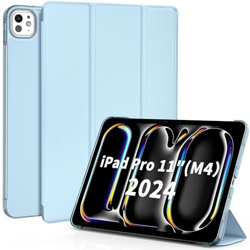 EasyAcc - Funda Compatible con iPad Pro M4 2024 11 Pulgadas, Case Ultra Slim Carcasa Smart Cover, Azul Cielo