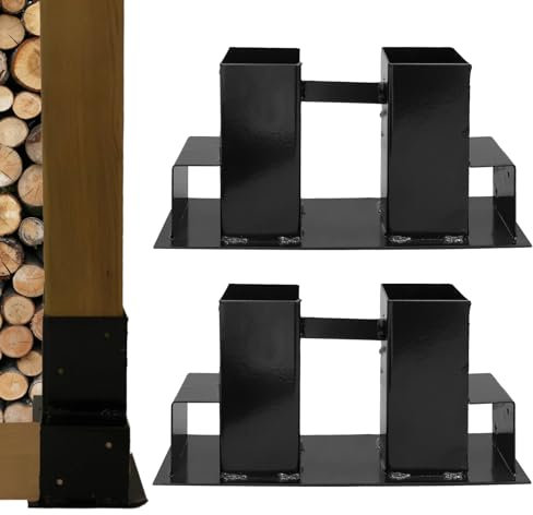 TRUTZHOLM Holzstapelhilfe Halterung 34 x 10 cm lackierter Stahl schwarz Holzstapelhalter Brennholz Kaminholzregal (42030)