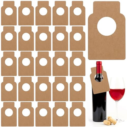 200 Pieces Wine Bottle Labels, Wine Bottle Neck Tags Mark Vintage and Type Cellar Rack Labels for Wine Racks and Cellar Organise (Brown)