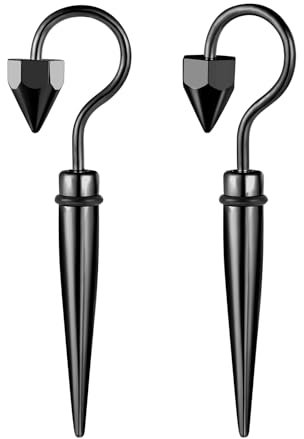 Yumilok Haken Ohrringe Herren Edelstahl Schwarz Damen Ohrringe Haken Stecker Kegel Ohrstecker Punk Ohrhänger Regenschirm