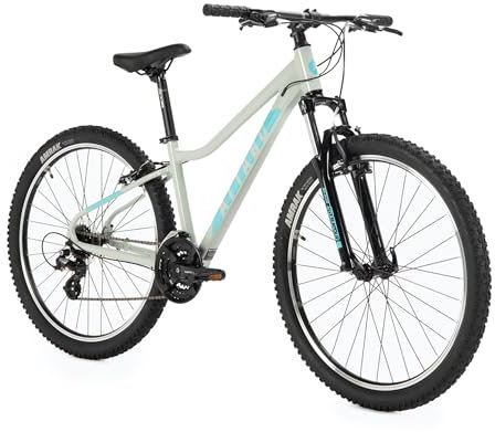 ATTABO Damen Fahrrad Alpe 1.0 mit Aluminiumrahmen 15 Ergonomischer Lenker V-Brake Grau Mountainbike mit 27,5 Rädern mit Zubehör Verstellbarer Sattel 21-Gang Schaltung