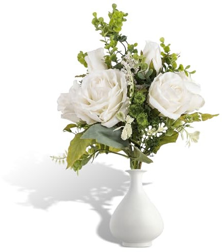 Litinliv Fiori artificiali fiori bianchi,Fiori di peonie finte in seta,Fiori artificiali di peonia di seta,Fiori artificiali per vasi,per matrimoni,casa,tavolo,feste,decorazione per finestre