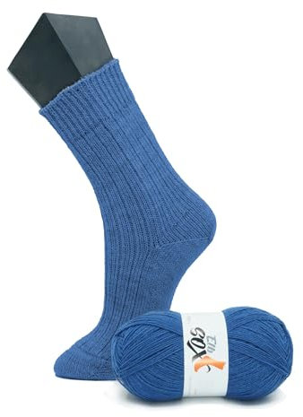 ElbSox Pier 4-4fach Sockenwolle - 100g Wolle als Knäuel mit einer Lauflänge von ca.420m - reicht für ein paar Socken bis Größe 46 - Farbe 003 - Tiefseeblau