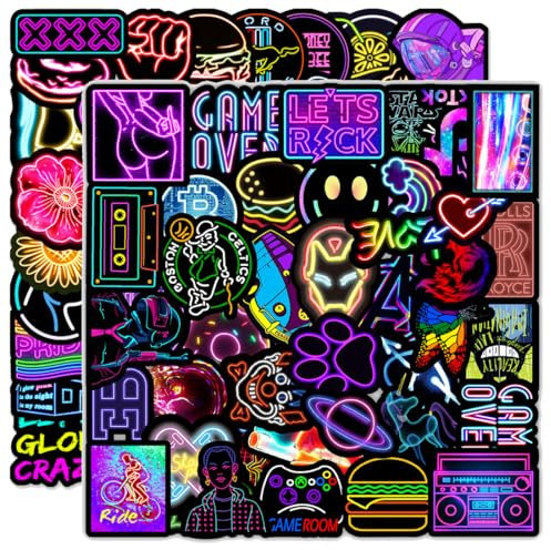 AIYVELU 200 Aufkleber, Neon-Aufkleber-Set, Aufkleber-Pack, coole Graffiti-Aufkleber, wasserfeste Vinyl-Aufkleber Abziehbilder für Motorräder, Rennwagen, Helme, Laptops Skateboards Scrapbooks Handys