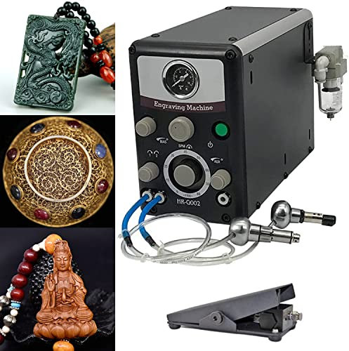 LZDOYY Macchina pneumatica per Incisione di Gioielli, bulino a Impatto a Doppia Testa, Strumento di Incisione Multifunzione Elettrico 110 V / 220 V, bulino Prm 400-8000 per Artigianato,220V