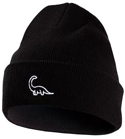 Occulto Jungen & Mädchen Winter Mütze (Model: Lian), Kinder Beanie Schwarz Dino