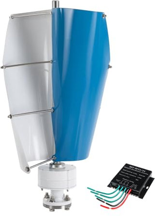 HUIZHITENGDA 12V 24V 48V 1200W Vertikale Windkraftanlage Generator,2 Blätter Freie Energie Spiralwindturbine Generator für Wind und Solar Stromerzeugung (blau),24v