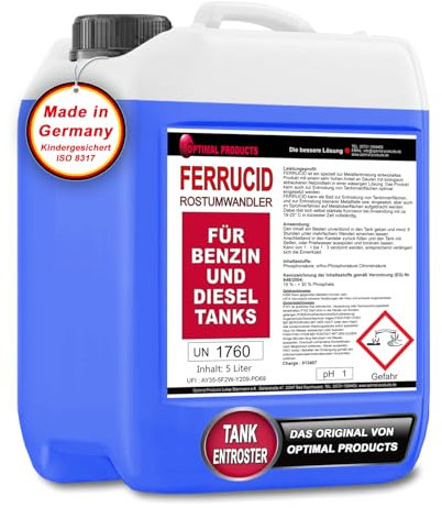 Optimal Products die bessere Lösung Rostumwandler für Benzin + Dieseltanks mit LANGZEIT Rostschutz 5 Liter Premium