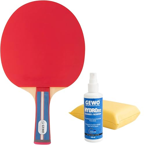 GEWO Standard PRO Tischtennisschläger - Kontrollierter Anfänger Tischtennis-Schläger - Komplettschläger mit Lion ITTF-Belag, hohe Kontrolle und Geschwindigkeit, Griff konkav, 1,8mm Belag
