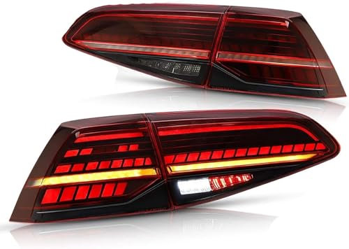 Auto Rückleuchten für VW Golf MK7 Golf 7 5 TSI TDI 2013-2019, Auto Heckleuchte Rücklicht Rückleuchte Baugruppe Links Rechts Rücklichter Gehäuse Ersatz Zubehör,A-red