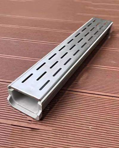 AVLLSO Canaletta di scolo carrabile con griglia metallica rimovibile, Deviatore da pavimento rettangolare per esterni per il bacino di raccolta del seminterrato dell'azienda agricola(60x10x6cm/23.6x3.