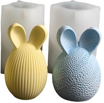 Silikonform Ostern Eier, 2 Stück Silikonformen Gießformen Ostern, Gießformen Silikon Ostereier Gips zum Gießen Silikonform Ostereier Gipsformen zum Gießen Silikonform Hase für Osterdeko (B)