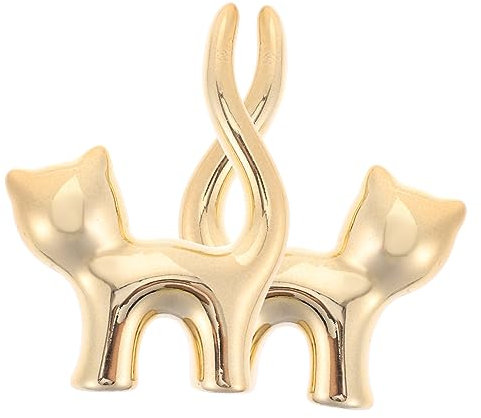 Alipis 1 Satz 2 Stk Halter für Katzenringe Paar Ringe Zubehör Verkauf Ausstellungsstand Kette dekoration schlafzimmer armbandständer Ringhalter schöner Katzenschmuckhalter Keramik Golden