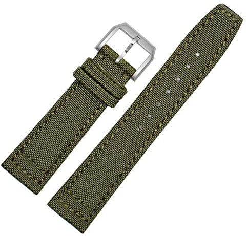 GAFNED Zum Iwc Pilot Spitfire Timezone Topgun Riemen Grüne Schwarze Gürtel Armbanduhr 20mm 21 mm 22 mm Nylon Canvas Stoff Uhrenband(Green pin clasp,20mm)