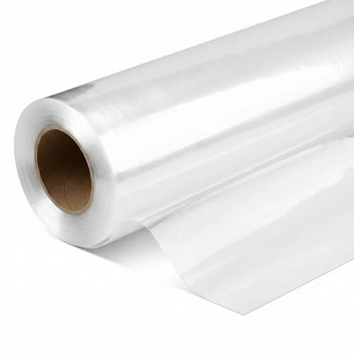 QWORK® rouleau d'emballage de cristal, 86 cm x 35 m, papier cadeau transparent, pour emballer des fleurs, des cadeaux