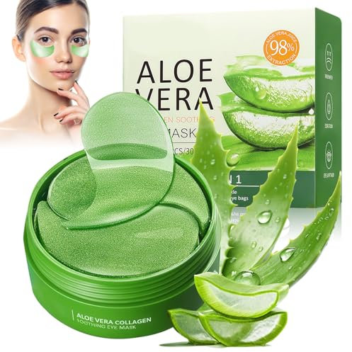 60 Parches para Ojos Hidratantes con Aloe Vera, Ayuda a Reducir Ojeras y Bolsas, Mascarilla Reafirmante para Líneas Finas, Efecto Frescor y Duradero