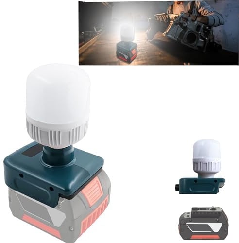 Lampe für Bosch 18V GBA/BAT(Kein Akku),12W 1300LM LED-Taschenlampe,Tragbare Taschenlampe Baustellenleuchte Spotlight Tool für Bosch, Lampe Flutlicht für Reparaturen/Garagen