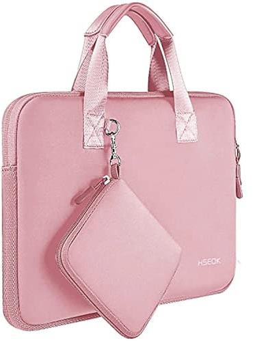 HSEOK Housse pour Ordinateur Portable 15,6 avec Petite Pochette pour Accessoires, Compatible avec MacBook Pro 15,4 et la plupart des PC, Chromebooks et tablettes de 15' à 15,6,Rose