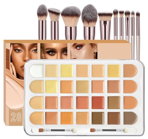 Palette Correttori Colorati, Palette Contouring Viso, Hide Imperfezioni Carla Secret Palette e Pennelli Trucco Palette Contouring Impermeabili a Lunga Durata Set Trucchi Regalo per Donne Ragazze