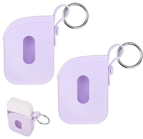 lasuroa 2stk Silikonhülle Kompatibel mit Handdesinfektionsspray 30ml, Schutzhülle mit Feder-Ring Nebel Schlüsselanhänger Halter Reisefreundliches Desinfektionsspray Zubehör (Lila)