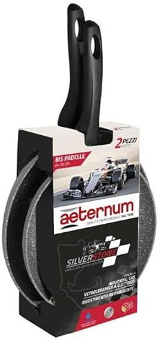 Aeternum Set 2 Padelle Antiaderente anche Induzione Silverstone 24 + 28 cm