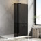 AQUARA 700mm Shower Screen with 300mm Return Panel, Walk-in Shower Enclosure with 8mm Easy Clean Grey Toughened Glass, Black, Reversible, Support Bar Includes