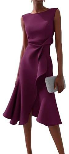 LIUYUYOUGO Vestiti Estivi Donna Abiti da Cerimonia con Volant Vestiti da Cocktail Vintage Formali con Spacchi Eleganti Abiti da Donna Scollo Rotondo Senza Maniche A Sirena Aderenti Lunghi