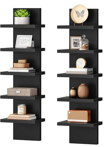 HOOBRO 5 Tier Wall Shelf Unit for Storage, 2 Pack Floating Shelves for Wall