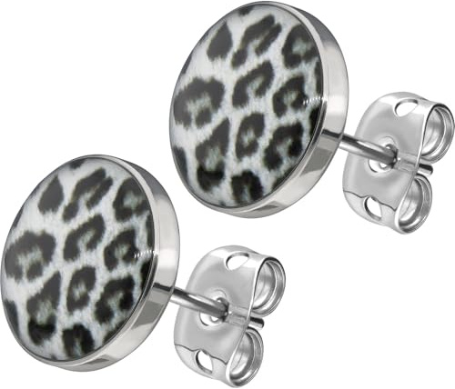 FILANGO 1 Paar Chirurgenstahl Ohrstecker Schmuck LEO Print Farb und Größenauswahl