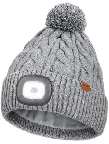 Wmcaps LED Beanie, Thermal Fleece Lined Type-C Rechargeable Running Hat