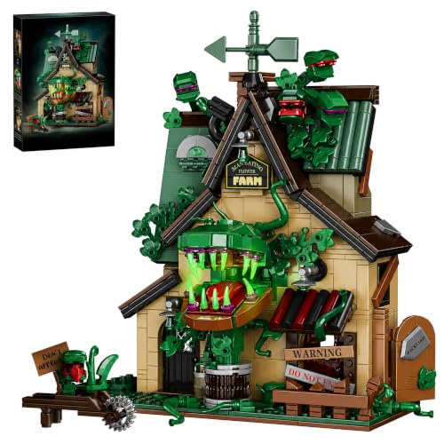 LQPFBSM Halloween Haunted House Building Block Set 958 Pcs | Cannibal Flower Farm Model with Opening Jaw & Moving Flower Spooky Horror Building Kit for Decor Display and Gifts for Adults