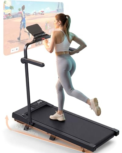Superun Walking Pad Raceable 6% Incline 2.5HP Under Desk Treadmill 136KG Capacity 6/ 12KM/H Foldable Treadmill with HIIT & MIIT Programs APP Control Portable Walking Machine for Home