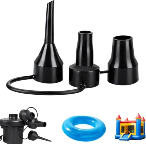 Black Plastic Air Pump Replacement Nozzles for Inflatable Air Bed | 3 Sizes Included, Inflator Adaptor, Pump Accessory