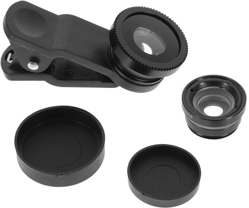Wide Angle Lens for Phone 0.67x Black Aluminum Alloy Clip | 0.4x Macro Attachment, Fisheye Camera Add-on, Easy to Remove Practical Design