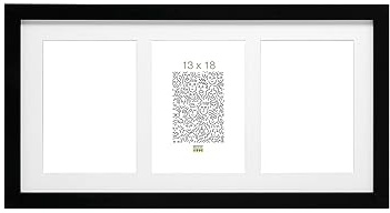 Deknudt Rahmen S66Ka3-13.0X18.0 Bilderrahmen Schwarz, 3 Bilder Vertikal | Mit Passepartout – 3 Bilder – Bildgröße 13 x 18 cm – Holz MDF – zum Aufhängen oder Aufstellen – 26 x 49 cm – mehrere Bilder