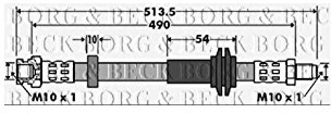 Borg & Beck BBH7418 Brake Hose To Fit PSA 107 C1 Toyota Aygo
