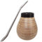 Gaucho Bruno Yerba Mate Ceramic Cup with Stainless Steel Bombilla Drinking Straw - Reusable, Slip-Proof Gripping and Easy Cleaning - for Home and Travel Use - 400ml - Brown