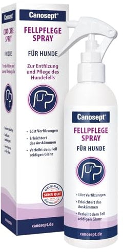 Canosept Fellpflegespray für Hunde 250ml - Fellpflege Hund - Entfilzungsspray Hunde - Milben Hund - Milbenspray Hunde für leicht kämmbares, entfilztes & glänzendes Hundefell - Fellspray für Hunde