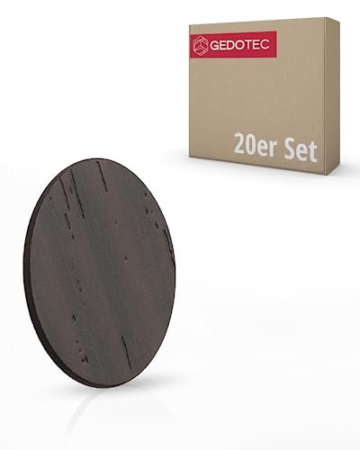 Gedotec Abdeckkappen für Schrauben Wenge D: 13 mm [SELBSTKLEBEND] 20 Stück Kunststoffkappen für Schrauben Abdeckkappen für Bohrlöcher I Schraubenabdeckung Holz I Schrauben Kappen für Schraubenköpfe