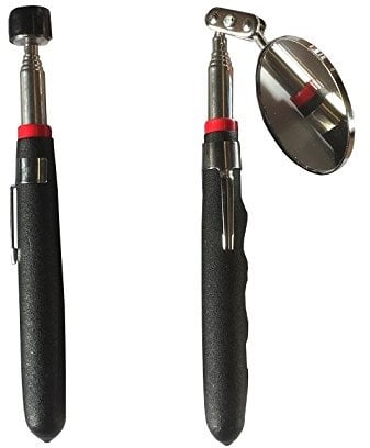 Pick up 2er Set Teleskop Werkzeugset LED Magnet Inspektionsspiegel Spiegel Heber (Magnetheber und Spiegel)