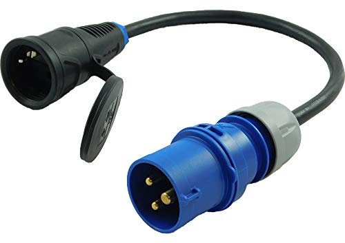 NWP Adapter CEE Stecker 230V 16A auf Schuko Kupplung - 3x2,5mm² Gummischlauchleitung - IP44 - Für Camping, Caravan, Boot, Märkte, Außenbereich
