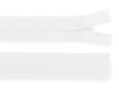 Schnoschi 5 Stück 60 cm Langer Spiralreißverschluss, nahtverdeckt, Nicht teilbar, weiß, 3mm Laufschiene, Reißverschluss