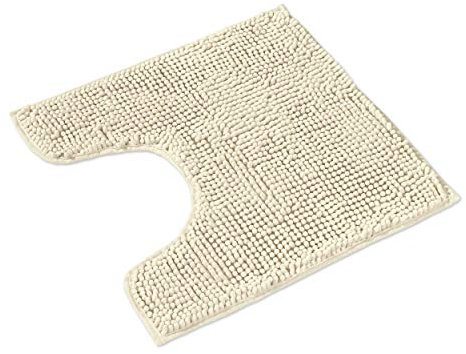 WohnDirect Badematte 45x45cm MIT WC Ausschnitt | Creme | rutschfest & Waschbar, Badezimmerteppich zum Set kombinierbar, Badvorleger, WC Garnitur, Badteppich, Oeko-TEX Zertifiziert