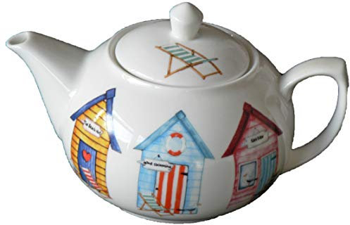 Beach hut Design one Cup teapot. Ceramic teapot for just 1 Person - Holds 1 Cup