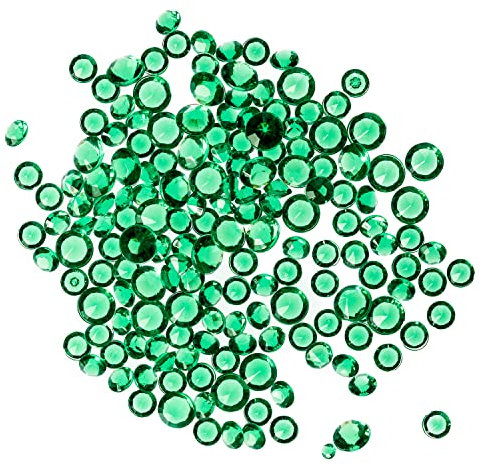 WedDecor 6000pcs Acrylic Crystal Bling Diamond Beads Wedding Table Scatters, Mixed Size Confetti Rhinestones Diamonds for Table Centerpiece Bridal Shower Decorations Vase, Emerald Green